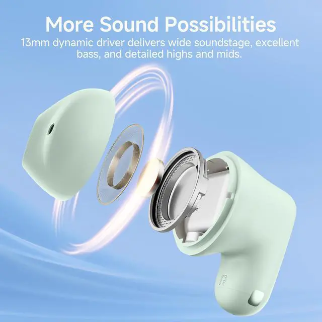 Alt view image 2 of 7 - Edifier X1 Lite True Wireless Earbuds, Bluetooth 5.4 Earphones with 26 Hours Playtime Single Mic AI for Clear Calls, IP54 Sweat Resistant Low Latency Headphones Supports Fast Charging - Green