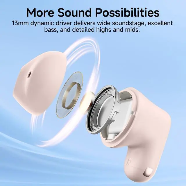 Alt view image 2 of 7 - Edifier X1 Lite True Wireless Earbuds, Bluetooth 5.4 Earphones with 26 Hours Playtime Single Mic AI for Clear Calls, IP54 Sweat Resistant Low Latency Headphones Supports Fast Charging - Pink