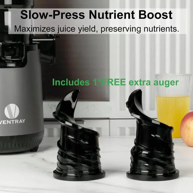 Alt view image 2 of 7 - Ventray 900 Slow Masticating Juicer, Cold Press Juicer with 5.1" Extra Large Wide Feed Chute Electric Slow Juicer Machine Fit Whole Fruits Vegetables, High Juice Yield, Easy to Clean with Brush