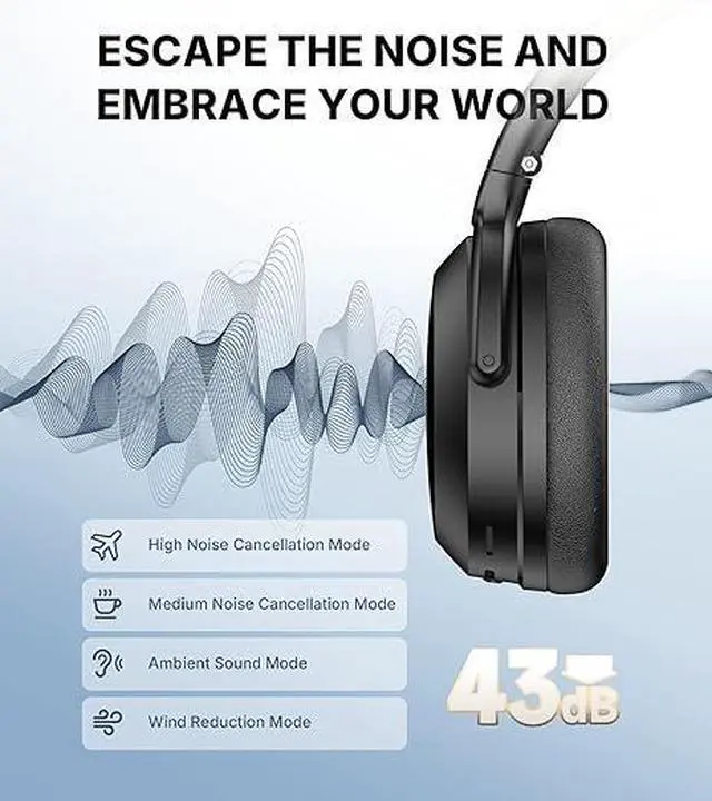 Alt view image 2 of 7 - Edifier WH700NB Pro Wireless Over-Ear Headphones with Active Noise Cancellation, Hi-Res Audio, Bluetooth V5.4, Multi-Point Connection, Al Clear Calls, Fast Charging, Foldable - Black