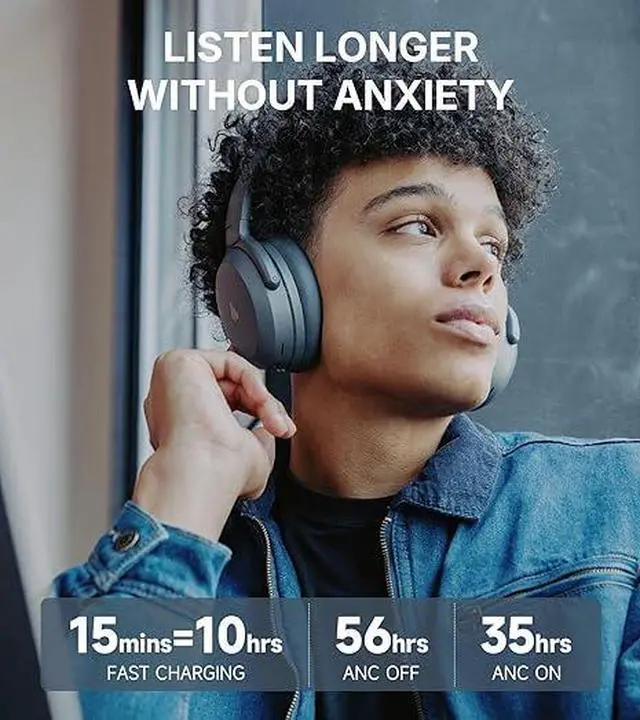 Alt view image 6 of 7 - Edifier WH700NB Pro Wireless Over-Ear Headphones with Active Noise Cancellation, Hi-Res Audio, Bluetooth V5.4, Multi-Point Connection, Al Clear Calls, Fast Charging, Foldable - Gray