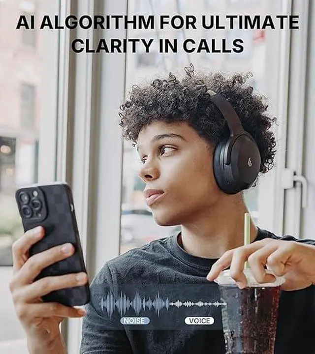 Alt view image 5 of 7 - Edifier WH700NB Pro Wireless Over-Ear Headphones with Active Noise Cancellation, Hi-Res Audio, Bluetooth V5.4, Multi-Point Connection, Al Clear Calls, Fast Charging, Foldable - Gray