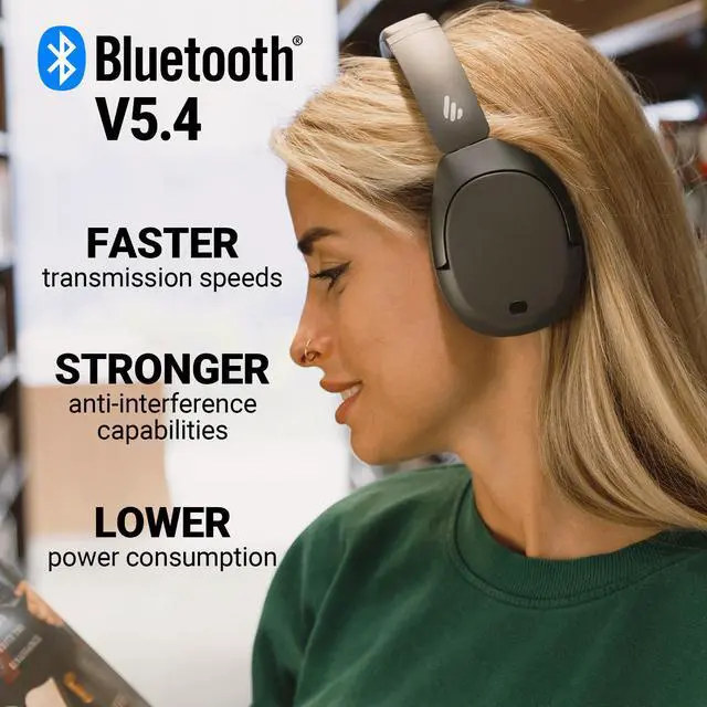 Alt view image 5 of 7 - Edifier W830NB Active Noise Cancelling Wireless Over-Ear Headphones, Foldable Lightweight Bluetooth Headset with Hi-Res Audio, Dual Device Connection, 94 Hours Playtime Fast Charging - Grey