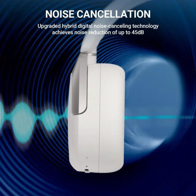 Alt view image 2 of 6 - Edifier W830NB Active Noise Cancelling Wireless Over-Ear Headphones, Foldable Lightweight Bluetooth Headset with Hi-Res Audio, Dual Device Connection, 94 Hours Playtime Fast Charging - White