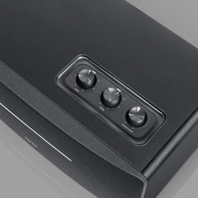 Alt view image 3 of 5 - Edifier D12 Tabletop Speaker - Integrated Desktop Stereo Bluetooth Speaker - Wireless Computer Speaker for Desktop Use- 70 Watts RMS with Subwoofer Line Out - Black