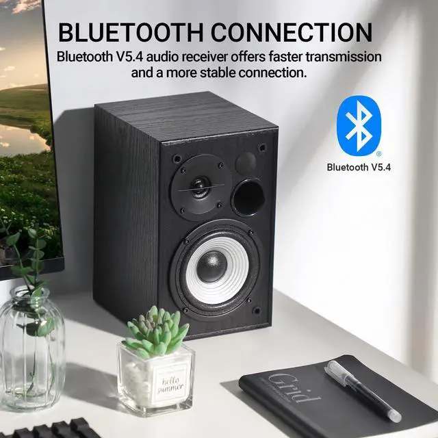 Alt view image 4 of 7 - Edifier R990BT 2.0 Active Multimedia Speakers - Bluetooth Bookshelf Speakers - Powered Studio Monitor Speaker - MDF Enclosure - 24W RMS (Pair)