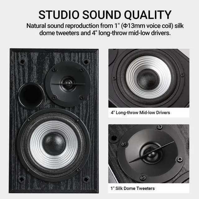 Alt view image 3 of 7 - Edifier R990BT 2.0 Active Multimedia Speakers - Bluetooth Bookshelf Speakers - Powered Studio Monitor Speaker - MDF Enclosure - 24W RMS (Pair)