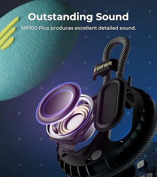 Alt view image 2 of 6 - Edifier MP100 Plus Portable Bluetooth Speakers, Lightweight Travel Speaker with IPX7 Waterproof, Smart 5.3, Clear Microphone