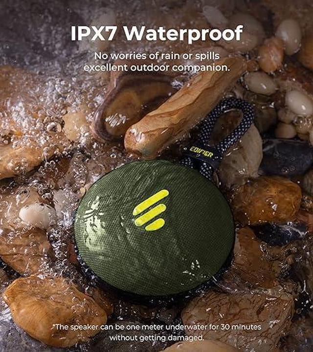 Alt view image 4 of 6 - Edifier MP100 Plus Portable Bluetooth Speaker, Lightweight Travel Speakers with IPX7 Waterproof, Smart 5.3, Clear Microphone, USB-C, Wireless Loudspeaker for Outdoor Party Beach Camping - Forest Green