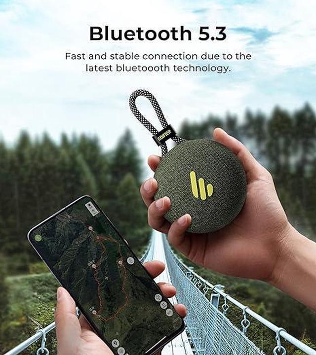Alt view image 3 of 6 - Edifier MP100 Plus Portable Bluetooth Speaker, Lightweight Travel Speakers with IPX7 Waterproof, Smart 5.3, Clear Microphone, USB-C, Wireless Loudspeaker for Outdoor Party Beach Camping - Forest Green