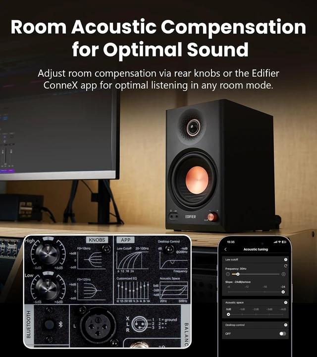 Alt view image 4 of 7 - Edifier MR4.5 Bi-Amped Studio Monitor, 80W RMS Bookshelf Speakers - Black