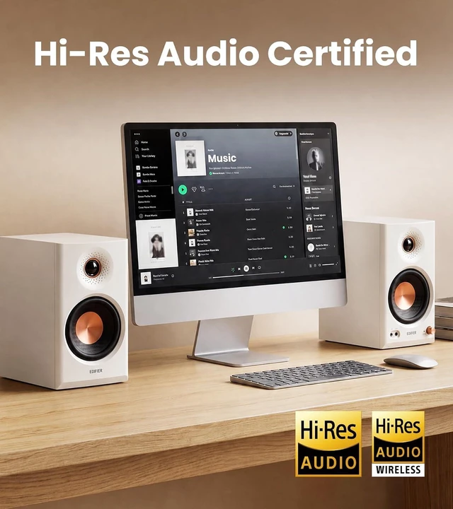 Alt view image 5 of 7 - Edifier MR4.5 Bi-Amped Studio Monitor, 80W RMS Bookshelf Speakers - White