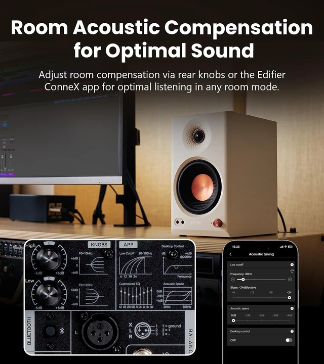 Alt view image 4 of 7 - Edifier MR4.5 Bi-Amped Studio Monitor, 80W RMS Bookshelf Speakers - White