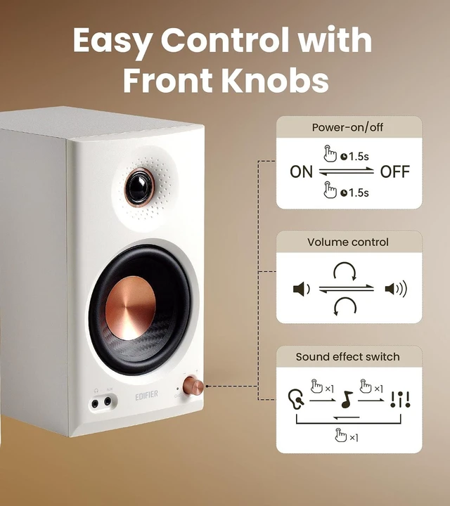 Alt view image 7 of 7 - Edifier MR4.5 Bi-Amped Studio Monitor, 80W RMS Bookshelf Speakers - White