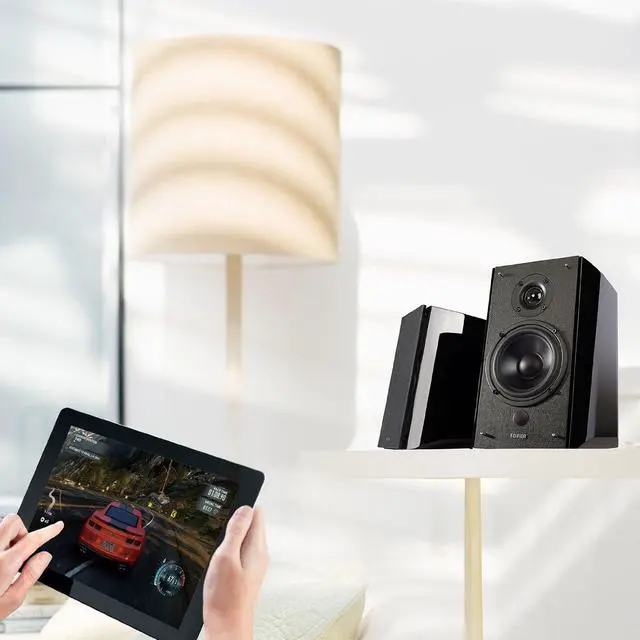 Alt view image 4 of 20 - Edifier R2000DB Powered Bluetooth Bookshelf Speakers - Near-Field Studio Monitors - Optical Input - 5 inch Subwoofer - 120 Watts RMS - Black