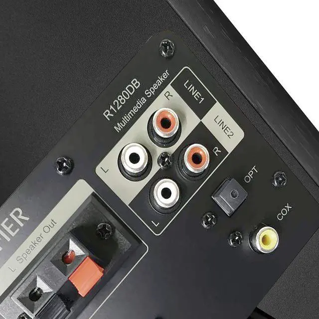 Alt view image 6 of 20 - Edifier R1280DB Powered Bluetooth Bookshelf Speakers - Optical Input - Wireless Studio Monitors - 4 Inch Near Field Speaker - 42w RMS - Wood Grain (Black)