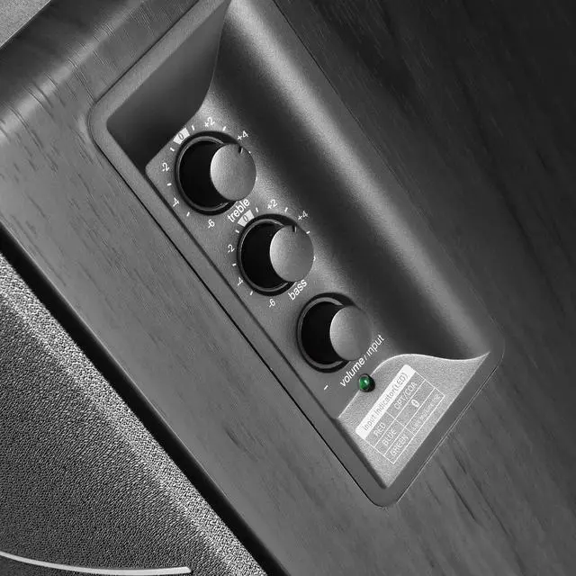 Alt view image 5 of 20 - Edifier R1280DB Powered Bluetooth Bookshelf Speakers - Optical Input - Wireless Studio Monitors - 4 Inch Near Field Speaker - 42w RMS - Wood Grain (Black)