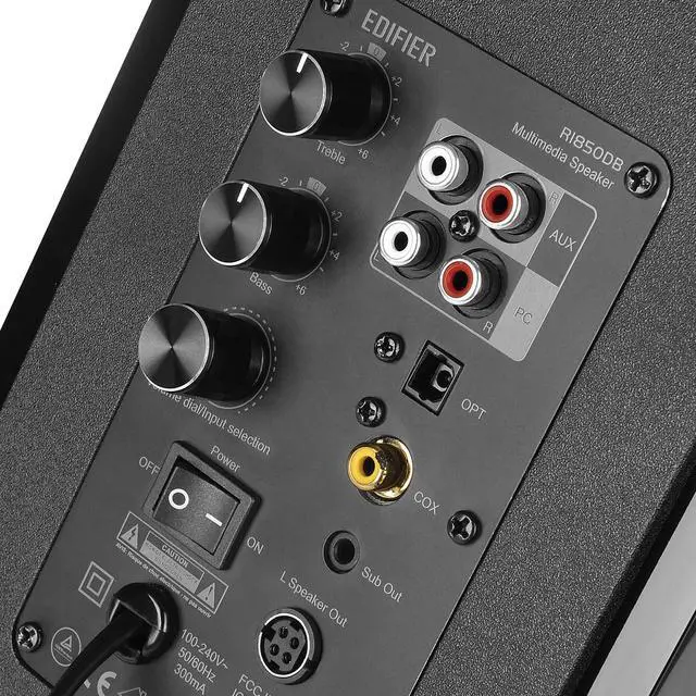 Alt view image 4 of 20 - Edifier R1850DB Active Bookshelf Speakers with Bluetooth and Optical Input - 2.0 Studio Monitor Speaker - Built-in Amplifier with Subwoofer Line Out