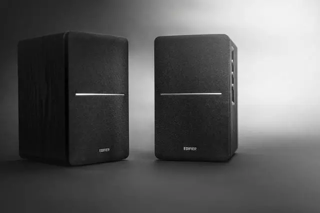 Alt view image 7 of 20 - Edifier R1280DB Powered Bluetooth Bookshelf Speakers - Optical Input - Wireless Studio Monitors - 4 Inch Near Field Speaker - 42w RMS - Wood Grain (Black)