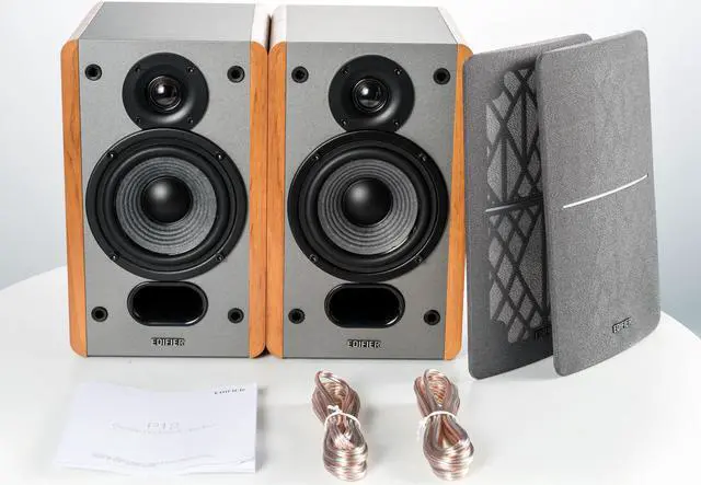 Alt view image 5 of 15 - Edifier P12 Passive Bookshelf Speakers - 2-way Speakers with Built-in Wall-Mount Bracket - Wood Color, Pair