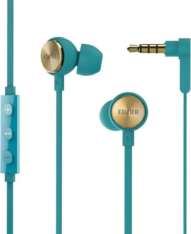 Main image of Edifier P293 Plus Headphones In-Ear Earphones Inline Volume Playback Controls Flat L Shaped Cable Comfortable Eartips - Green