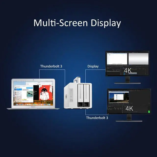 Alt view image 4 of 7 - TerraMaster TD2 Thunderbolt 3 Plus 7-in-1 Thunderbolt 3 Dock with RAID Storage External Hard Drive Enclosure