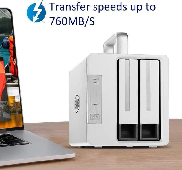 Alt view image 7 of 7 - TerraMaster TD2 Thunderbolt 3 Plus 7-in-1 Thunderbolt 3 Dock with RAID Storage External Hard Drive Enclosure