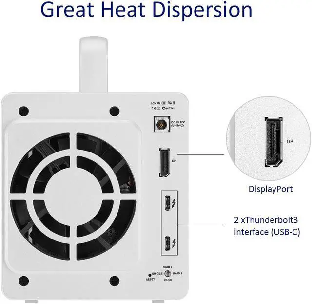 Alt view image 2 of 7 - TerraMaster TD2 Thunderbolt 3 Plus 7-in-1 Thunderbolt 3 Dock with RAID Storage External Hard Drive Enclosure