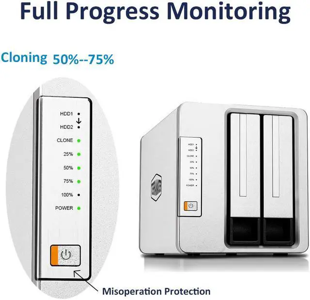 Alt view image 6 of 7 - TerraMaster D2 -300 SSD/Hard Drive Duplicator, USB3.1 (5Gbps) Type C 2Bay SATA External Hard Drive Enclosure (Diskless)