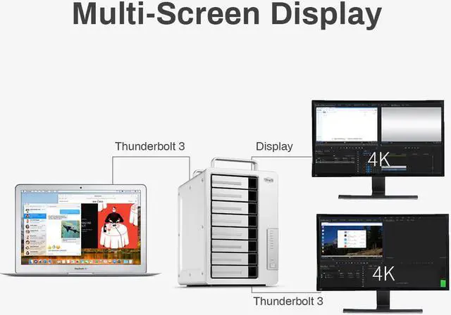 Alt view image 6 of 7 - TerraMaster D8 Thunderbolt 3 (D8-331) Professional-Grade 8-Bay Thunderbolt3 Hardware RAID Enclosure Support RAID 0/1/5/6/10/50 External Hard Drive RAID Storage (Diskless)