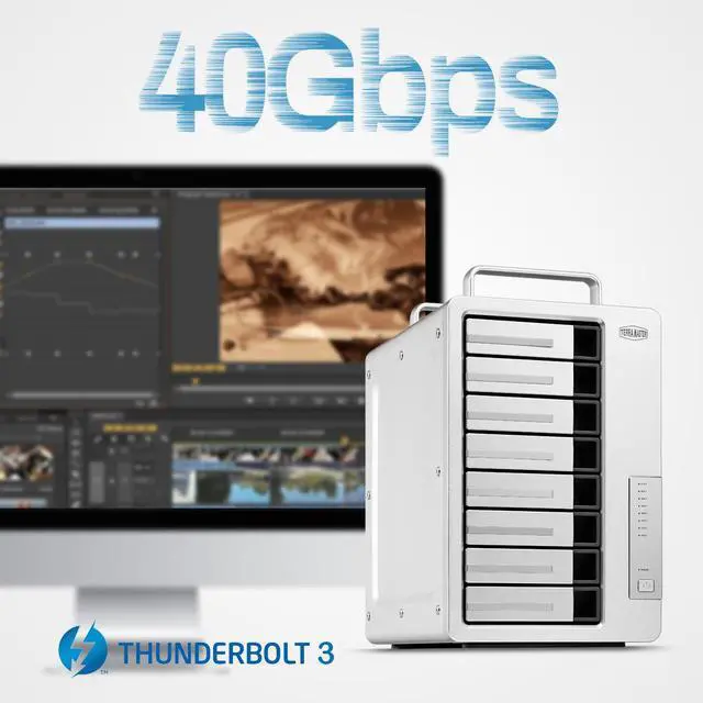 Alt view image 5 of 7 - TerraMaster D8 Thunderbolt 3 (D8-331) Professional-Grade 8-Bay Thunderbolt3 Hardware RAID Enclosure Support RAID 0/1/5/6/10/50 External Hard Drive RAID Storage (Diskless)