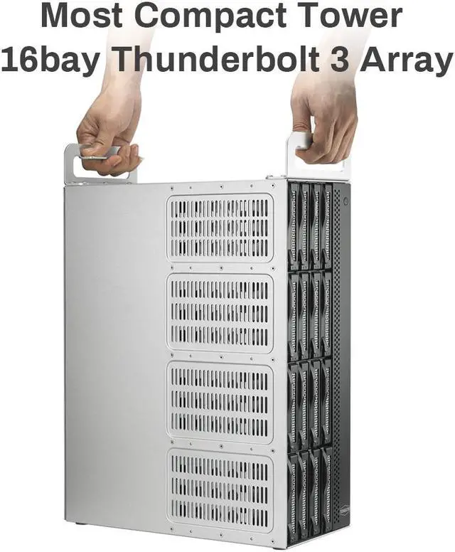 Alt view image 5 of 7 - TerraMaster D16 Thunderbolt 3 (D16-331) Most Compact Professional-Grade 16-Bay Tower Thunderbolt3 Hardware RAID Enclosure Support RAID 0/1/5/6/10/50 External Hard Drive RAID Storage (Diskless)