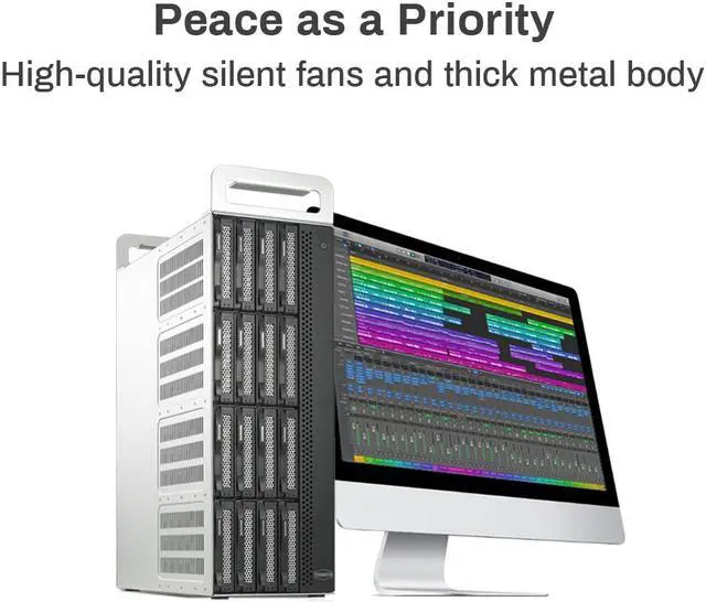 Alt view image 7 of 7 - TerraMaster D16 Thunderbolt 3 (D16-331) Most Compact Professional-Grade 16-Bay Tower Thunderbolt3 Hardware RAID Enclosure Support RAID 0/1/5/6/10/50 External Hard Drive RAID Storage (Diskless)