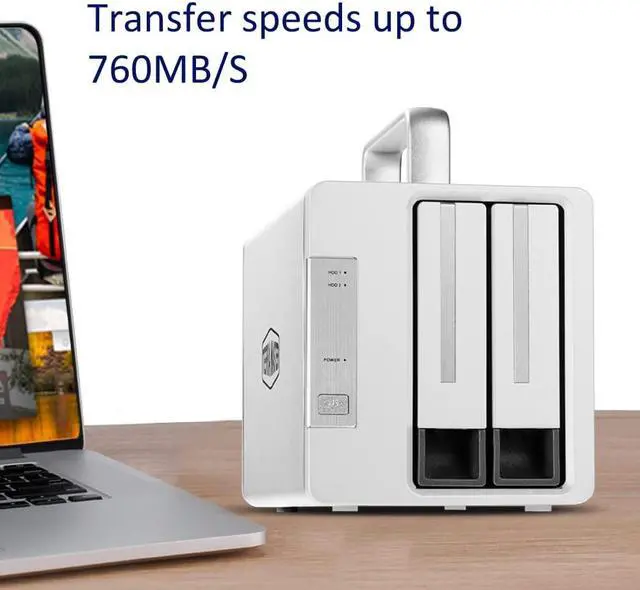 Alt view image 3 of 7 - TerraMaster TD2 Thunderbolt 3 Professional-Grade 2-Bay External Hard Drive Enclosure RAID 0/RAID1/JBOD Hard Disk RAID Storage (Diskless)