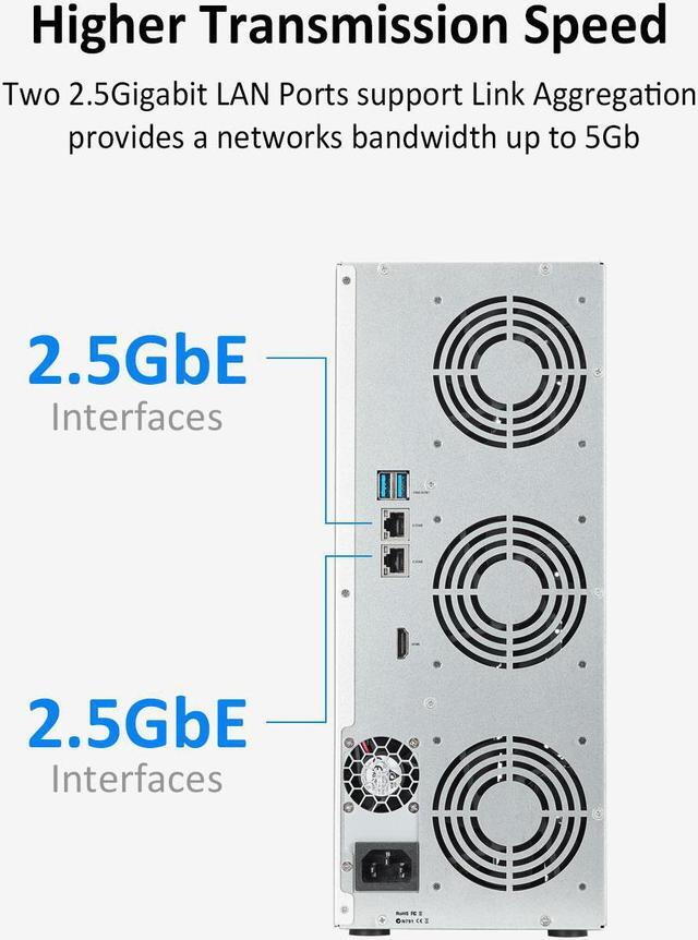 Alt view image 5 of 7 - TERRAMASTER T9-423 9-Bay High Performance NAS DiskStation for SMB with N5105/5095 Quad-core CPU, 8GB DDR4 Memory, 2x 2.5GbE Ports,Network Storage Server (Diskless)
