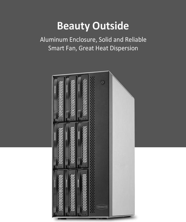Alt view image 3 of 7 - TERRAMASTER T9-423 9-Bay High Performance NAS DiskStation for SMB with N5105/5095 Quad-core CPU, 8GB DDR4 Memory, 2x 2.5GbE Ports,Network Storage Server (Diskless)
