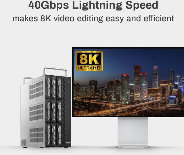 Alt view image 4 of 7 - TERRAMASTER D8-332 Thunderbolt 3 Storage Most Compact Professional-Grade 8-Bay Tower Thunderbolt3 Hardware RAID Enclosure Support RAID 0/1/5/10/JBOD External Hard Drive RAID Storage (Diskless)