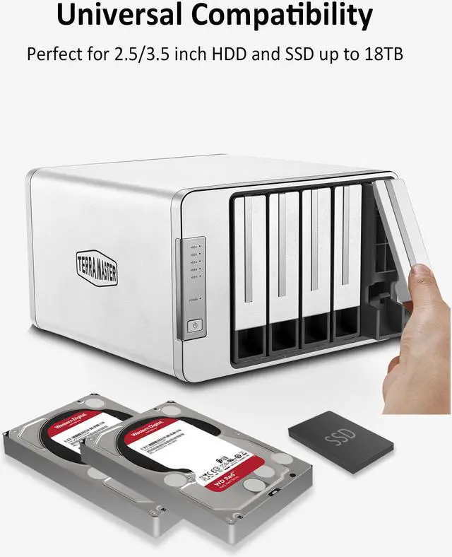 Alt view image 4 of 7 - TerraMaster D5-300 USB3.1 (Gen1) Type C 5-Bay External Hard Drive Enclosure Support RAID 0, RAID 1, RAID 5, RAID 10, Clone, JBOD, Single Disk Hard Disk RAID Storage (Diskless)