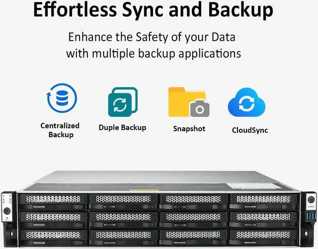 Alt view image 5 of 7 - TERRAMASTER U12-423 2.5GbE NAS Rackmount 2U 12-Bay High Performance DiskStation for SMB with N5105/5095 Quad-core CPU, 4GB DDR4 Memory, 2.5GbE Port x 2, Network Storage Server (Diskless)