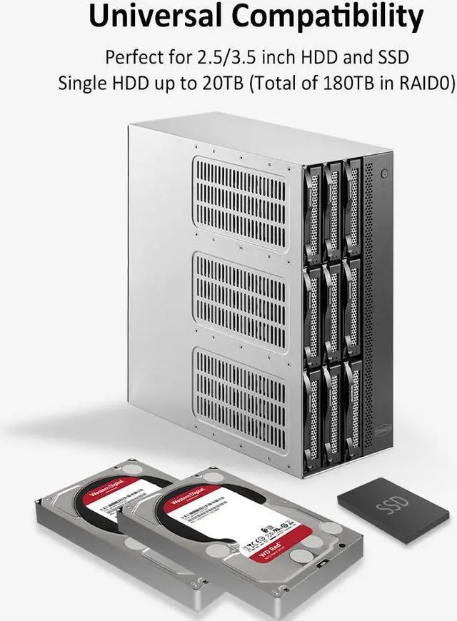 Alt view image 7 of 7 - TERRAMASTER T9-450 9Bay NAS DiskStation - High Speed Network Attached Storage with Atom C3558R Quad-core CPU, 8GB DDR4 Memory, Dual SFP+ 10GbE Interfaces, Dual 2.5GbE Ports, NAS Server (Diskless)