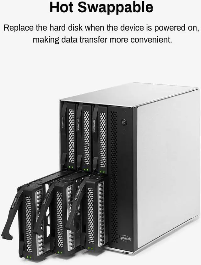 Alt view image 6 of 7 - TERRAMASTER D6-320 External Hard Drive Enclosure - USB 3.2 Gen2 10Gbps Type-C HDD Storage Hot Swappable Plug and Play (Diskless)