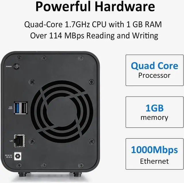 Alt view image 3 of 7 - TERRAMASTER F2-212 2Bay NAS - Quad Core 1GB RAM DDR4 Personal Private Cloud Network Attached Storage DiskStation (Diskless)