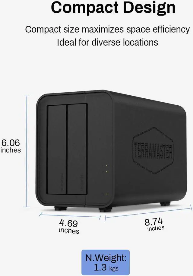Alt view image 2 of 7 - TERRAMASTER D2-320 USB RAID Enclosure  USB 3.2 Gen 2 10Gbps Type C 2Bay RAID Storage Supports RAID 0, 1, Single, JBOD (Diskless)