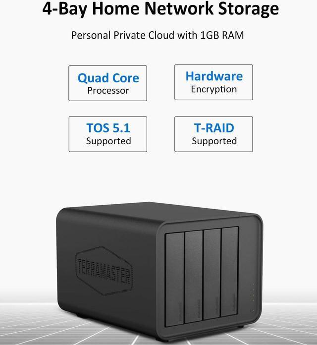 Alt view image 2 of 7 - TERRAMASTER F4-212 4 Bay NAS DiskStation - Quad Core CPU, DDR4 RAM, Network Attached Storage Personal Cloud with Rich Backup Solutions (Diskless)