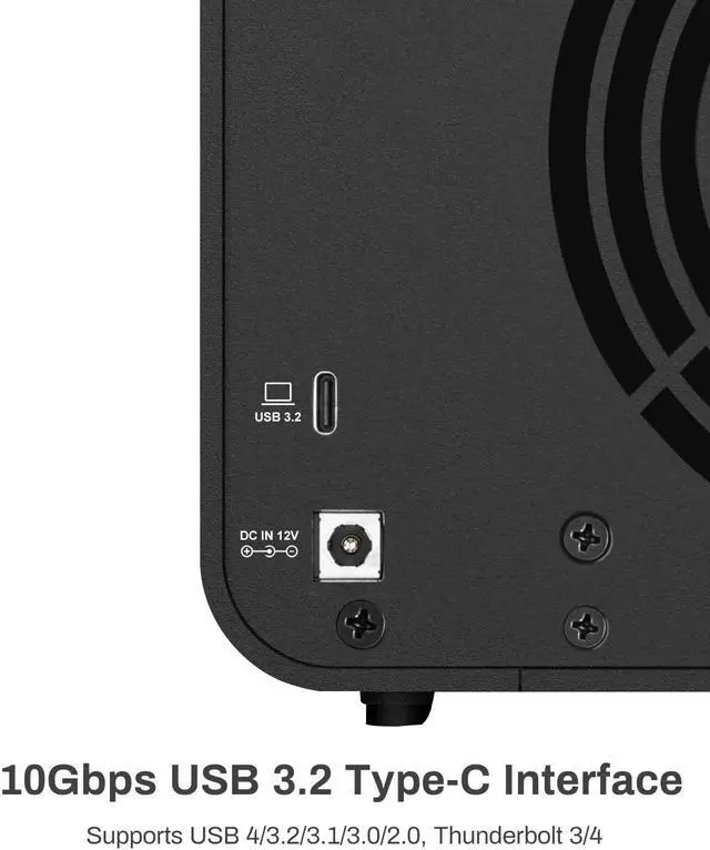 Alt view image 3 of 7 - TERRAMASTER D4-320 External Hard Drive Enclosure - 4bay USB 3.2 Gen2 10Gbps Type-C USB Storage Hot Swappable Plug and Play (Diskless)
