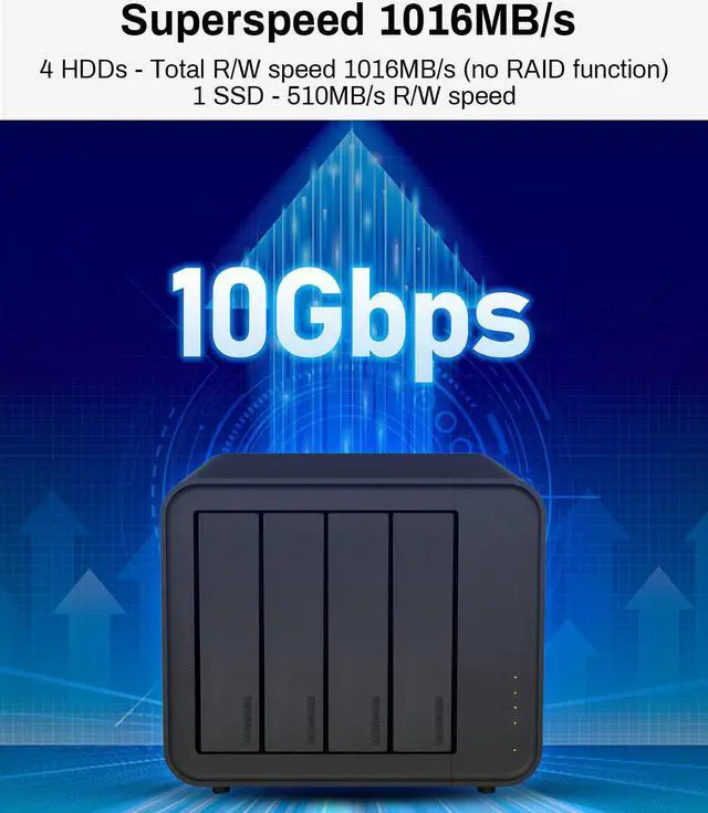 Alt view image 4 of 7 - TERRAMASTER D4-320 External Hard Drive Enclosure - 4bay USB 3.2 Gen2 10Gbps Type-C USB Storage Hot Swappable Plug and Play (Diskless)