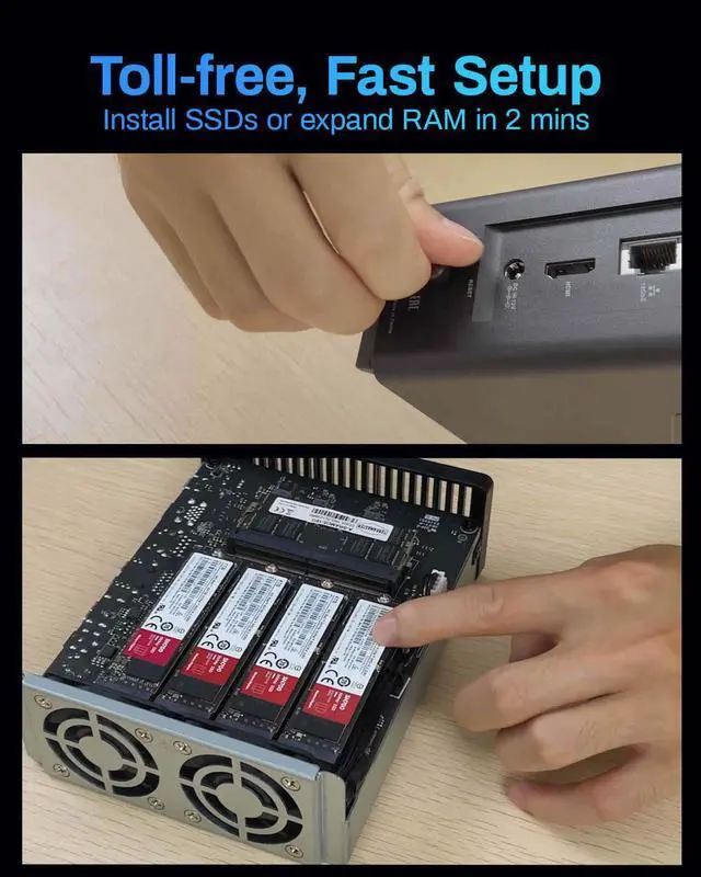Alt view image 5 of 7 - TERRAMASTER F8 SSD Plus NAS - 8Bay All SSD NAS Storage Core i3 8-Core 8-Thread CPU, 16GB DDR5 RAM, 10GbE Port, Palm-Sized Network Attached Storage Peak Performance for Business (Diskless)