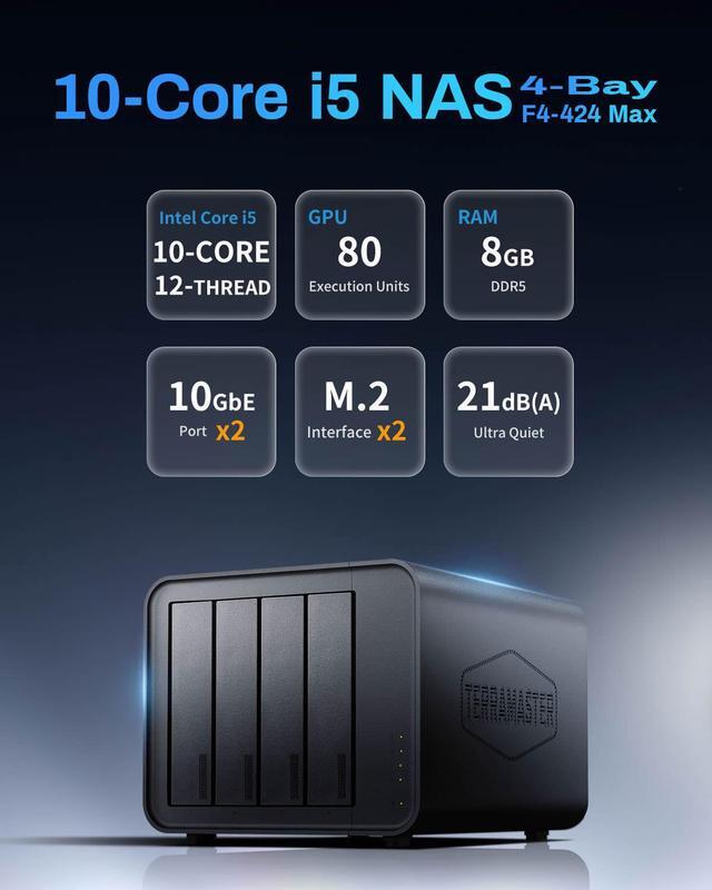 TERRAMASTER F4-424 Max NAS Storage - 4Bay Core i5 1235U 10 TERRAMASTER F4-424 Max NAS Storage - 4Bay Core i5 1235U 10