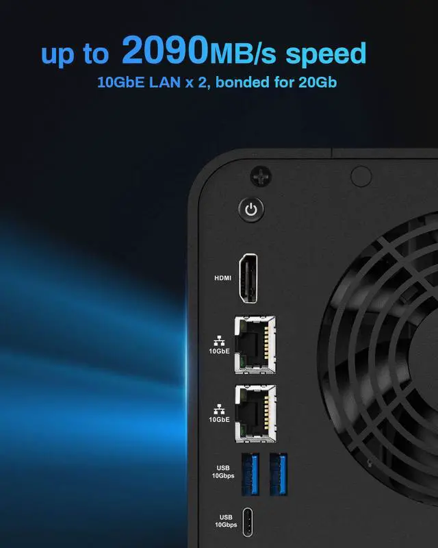 Alt view image 3 of 7 - TERRAMASTER F4-424 Max NAS Storage - 4Bay Core i5 1235U 10-Cores 12-Threads, 8GB DDR5 RAM, Dual 10GbE Ports, Network Attached Storage Peak Performance for Business (Diskless)