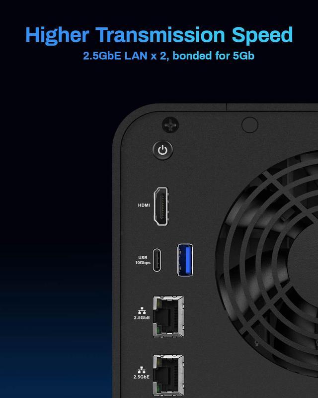 Alt view image 3 of 7 - TERRAMASTER F6-424 NAS Storage 6Bay  N95 Quad-Core CPU, 8GB DDR5 RAM, Dual 2.5GbE Ports, Network Attached Storage with High Performance (Diskless)